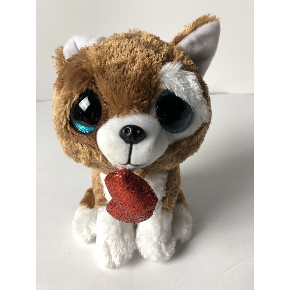 Ty Boos Smootches Dog Valentine's Day 9" Glitter Eyes Heart‎